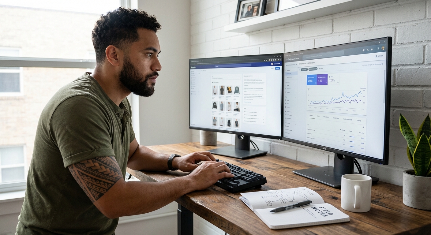 Shopify collection page with optimised content above and below the product grid, internal links, and sub-collection navigation