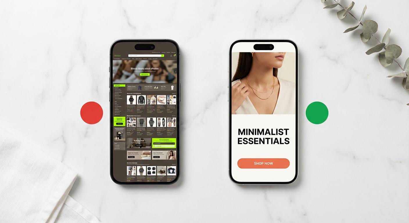 Poor vs optimised above-the-fold design comparison on mobile