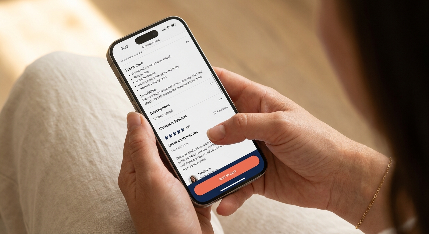 Mobile phone showing sticky add-to-cart bar at bottom of product page