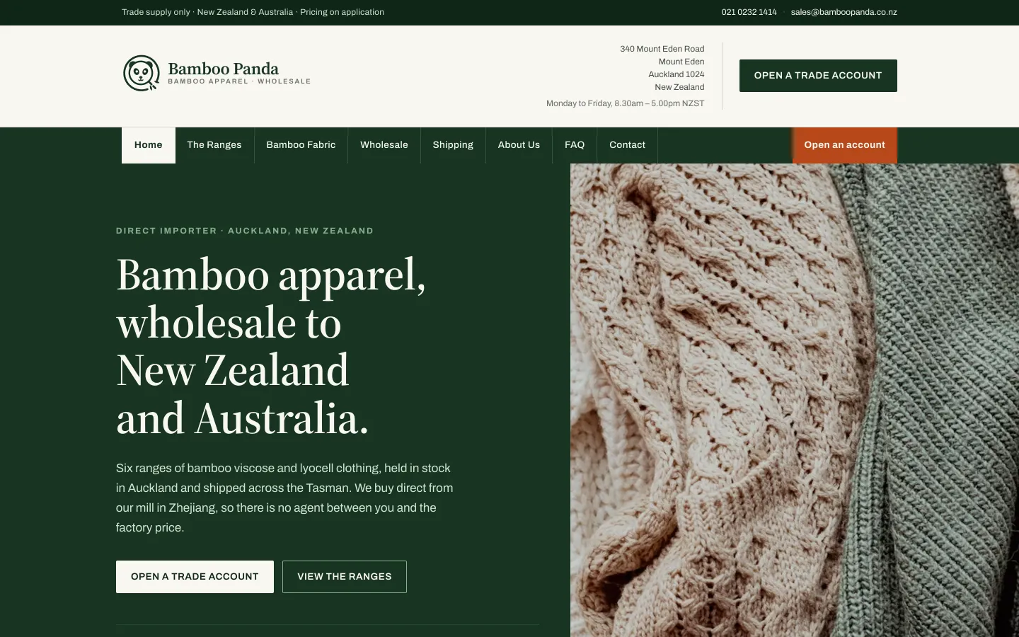 Bamboo Panda website homepage on desktop