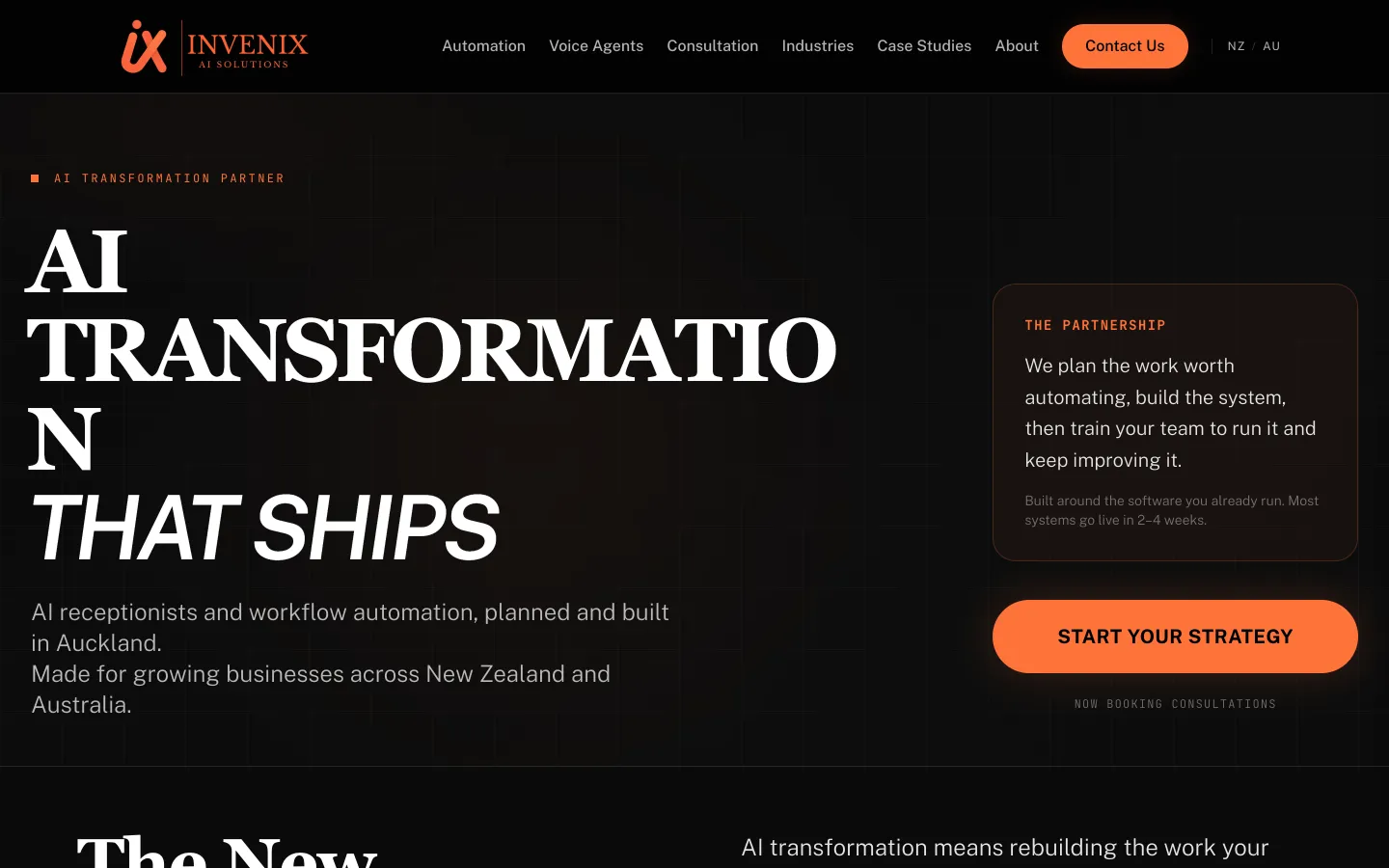 Invenix website homepage on desktop