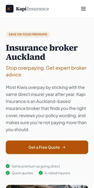 Kapi Insurance website on a phone
